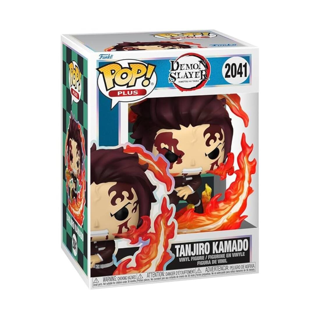 Funko POP! PLUS  
DEMON SLAYER  
2041  

TANJIRO KAMADO  
VINYL FIGURE / FIGURINE EN VINYLE / FIGURA DE VINIL  

WARNING: CHOKING HAZARD - Small parts. Not for children under 3 years.  
ADVERTENCIA: PELOJO DE ASFIXIA - Piezas pequeñas. No es adecuado para niños menores de 3 años.  
ATTENTION: DANGER D'ETOUFFEMENT - Petits éléments. Ne convient pas aux enfants de moins de 3 ans.
