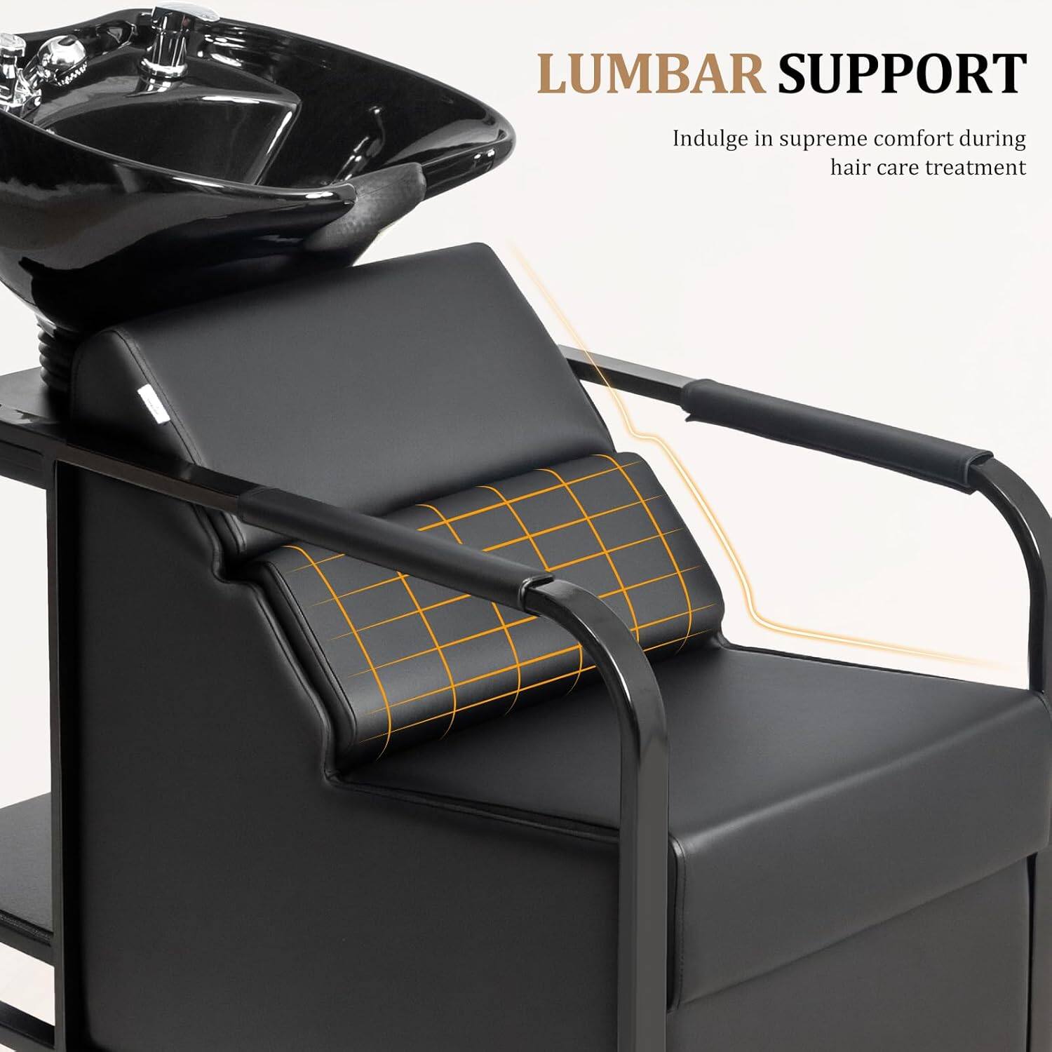 LUMBAR SUPPORT  
Indulge in supreme comfort during hair care treatment