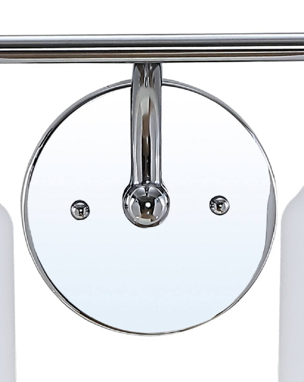 Alt View 5. Jonathan Y - Lydia 14" 2-Light Farmhouse Cottage Metal LED Vanity Light with Frosted Glass Shades, Chrome - Chrome.
