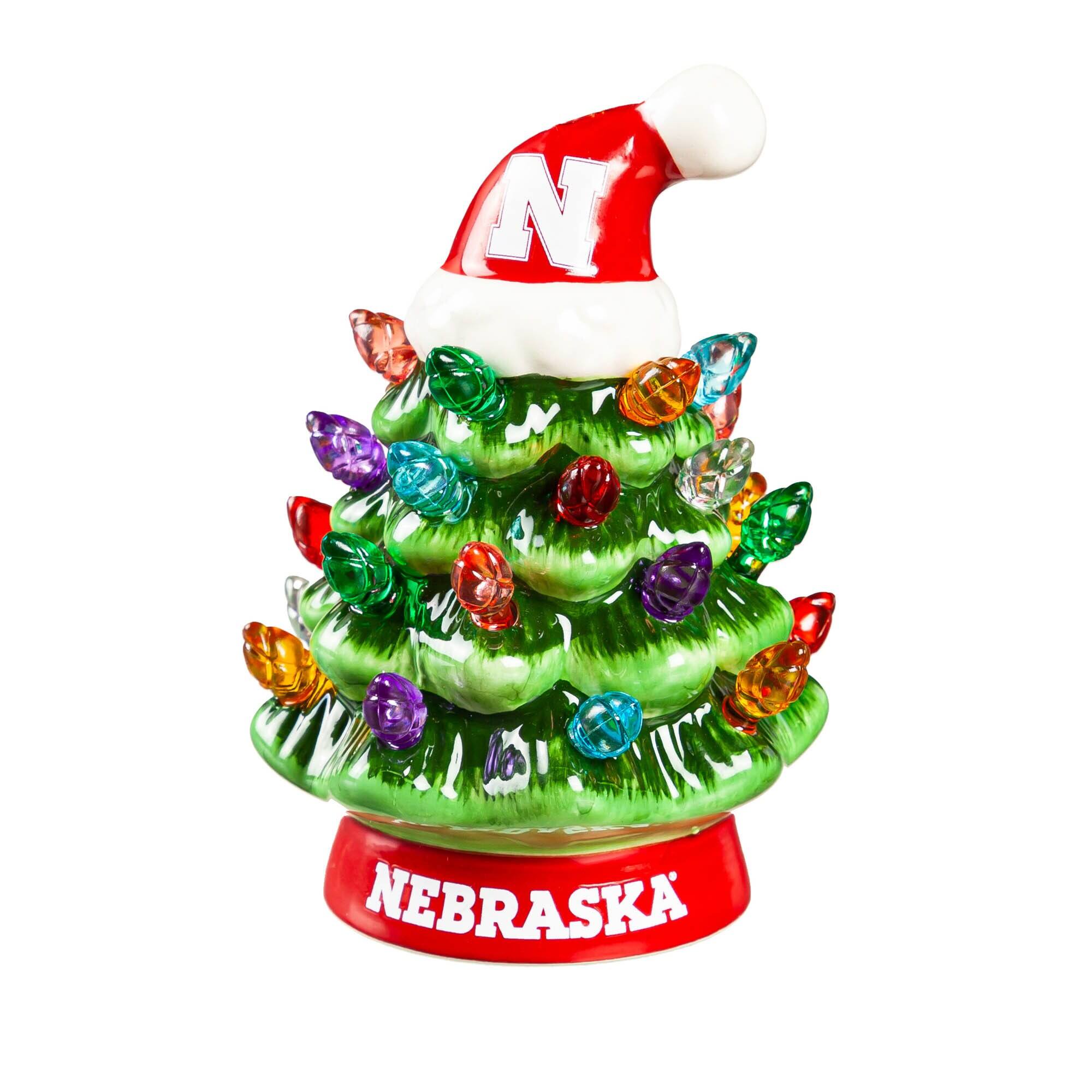 Alt View 1. Evergreen Enterprises - Nebraska Huskers 2-Pack 4" Ceramic LED Christmas Tree Set - Multicolor.