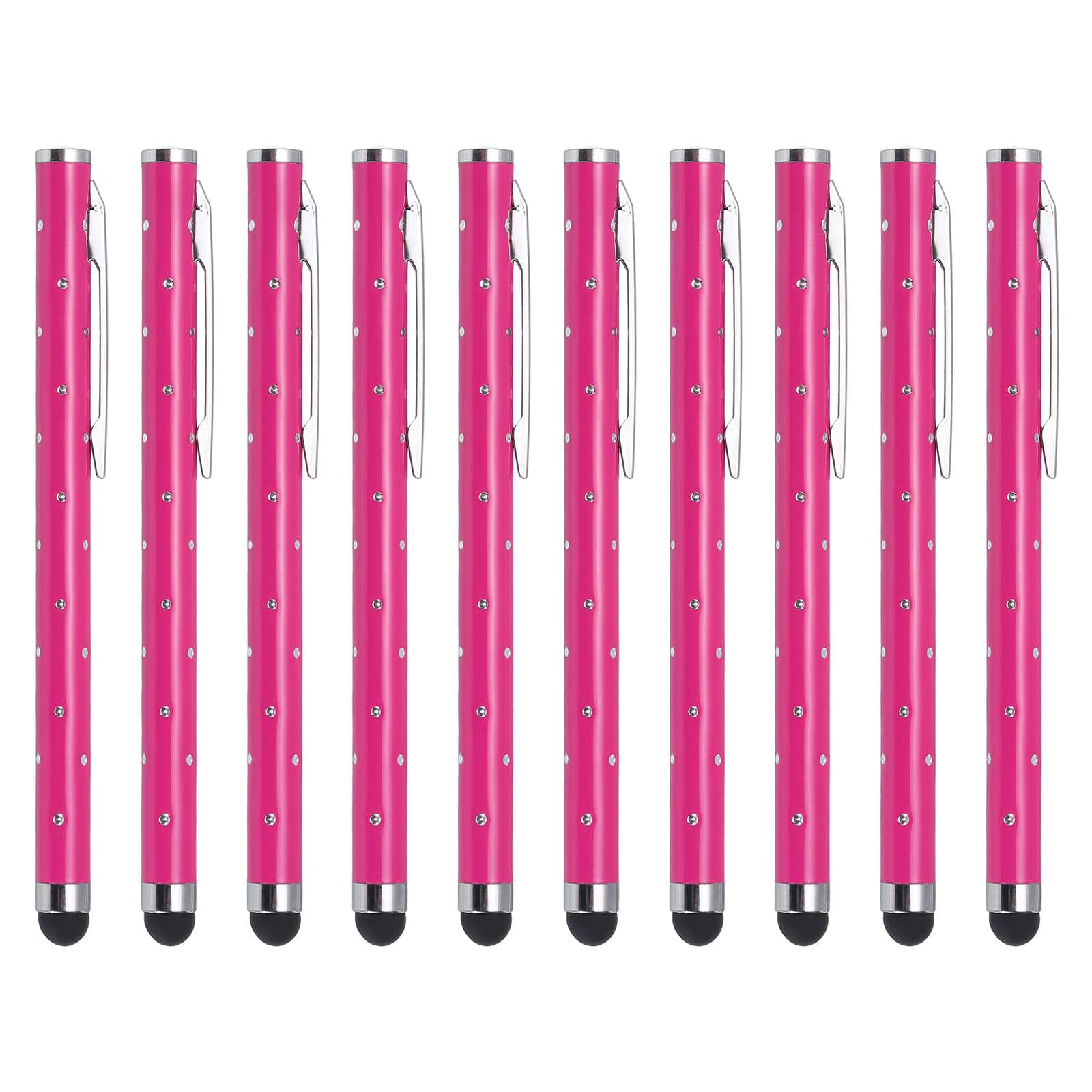 Unique Bargains - 10pcs Glitter Rhinestone Stylus Pens for Touch Screens, Universal Metal Capacitive Pen for Phones & Capacitive Devices - Rose Red