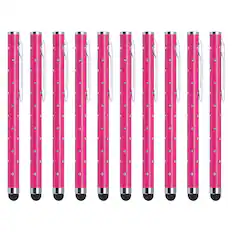 Front. Unique Bargains - 10pcs Glitter Rhinestone Stylus Pens for Touch Screens, Universal Metal Capacitive Pen for Phones & Capacitive Devices - Rose Red.