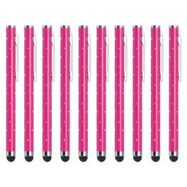 Unique Bargains - 10pcs Glitter Rhinestone Stylus Pens for Touch Screens, Universal Metal Capacitive Pen for Phones & Capacitive Devices - Rose Red