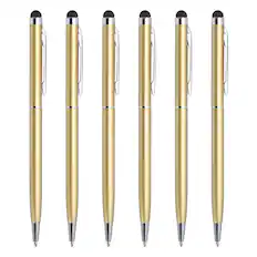 Front. Unique Bargains - 6pcs 2-in-1 Metal Ballpoint Pen & Retractable Stylus for All Capacitive Touch Screen - Gold.