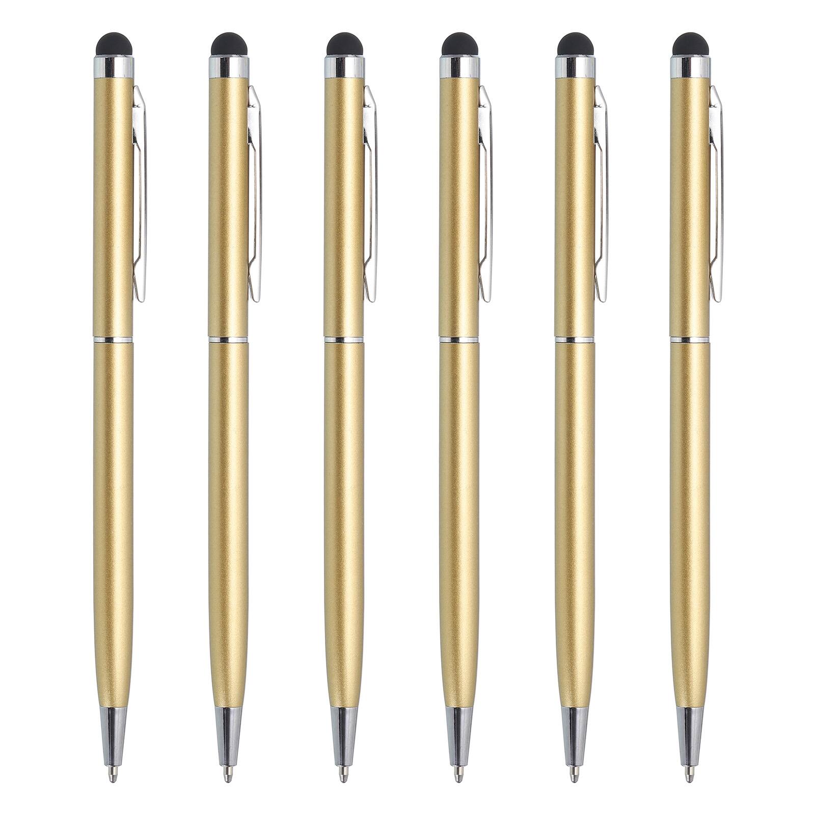 Front. Unique Bargains - 6Pcs 2-in-1 Metal Ballpoint Pen & Retractable Stylus for All Capacitive Touch Screen - Gold.