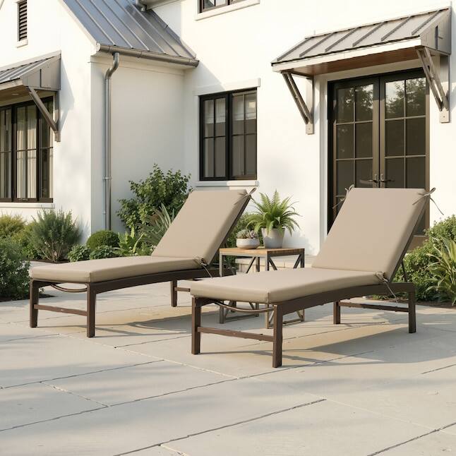 Angle. Crestlive Products - Crestlive Products 1pc 80in Outdoor Water Resistant Chaise Lounge Chair Cushion with Ties Patio lounge cushion - Beige.