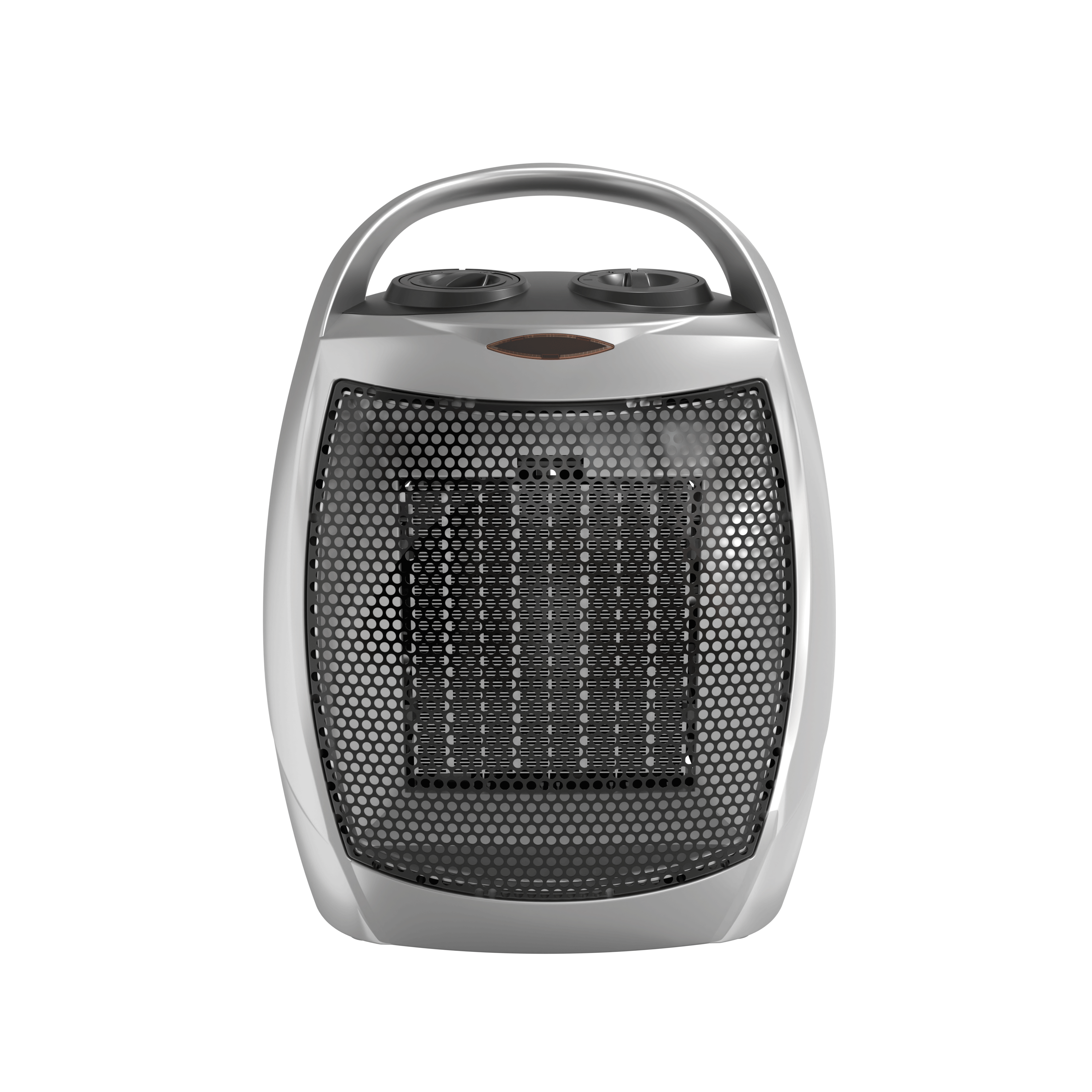 Electactic - Silver Compact Heater 950/1500W, Adjustable Thermostat, Under 45dB