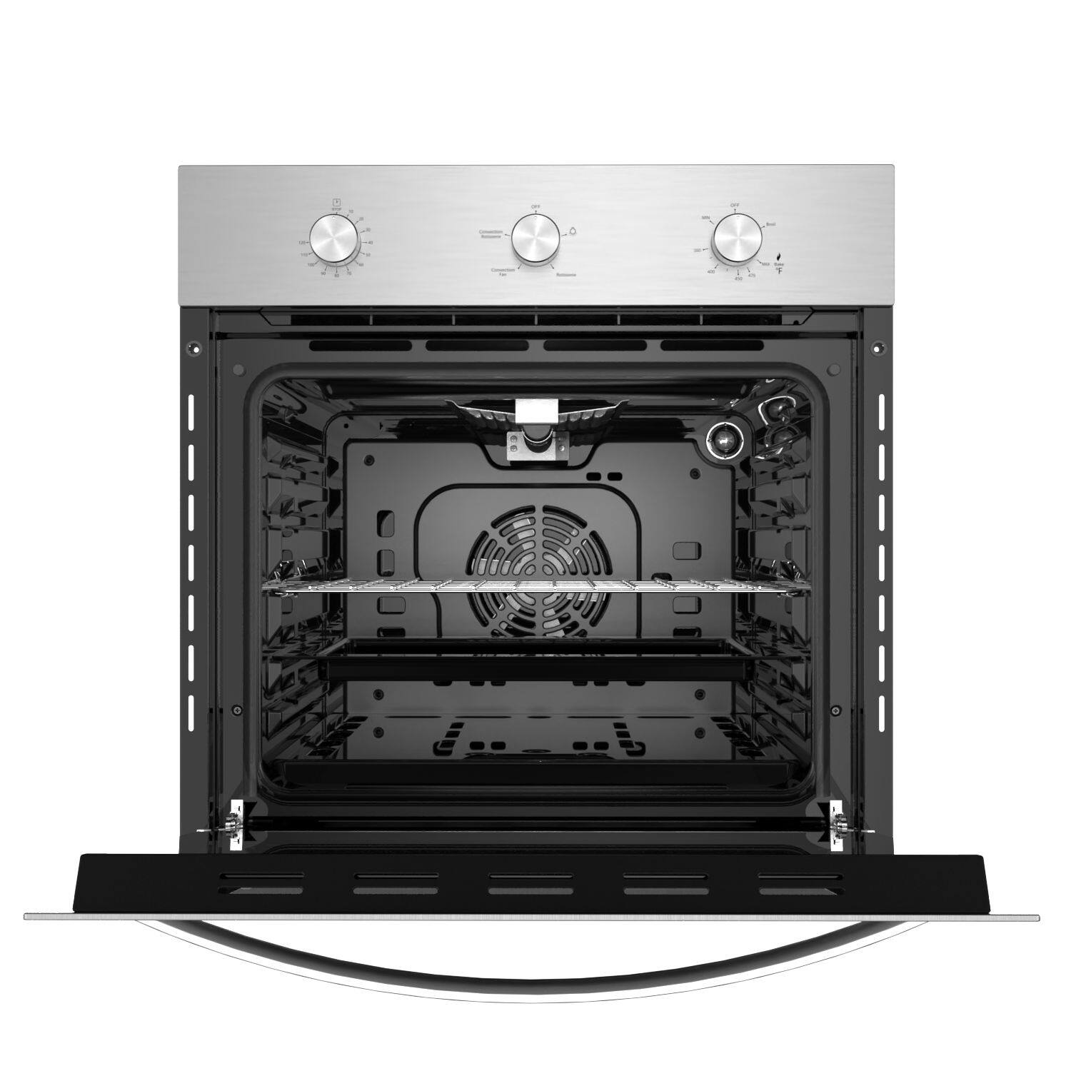 Angle. Empava - 24 in. Liquid Propane Gas Single Wall Oven 2.3 cu. ft. Capacity Knob Control Kitchen Compact Convection Oven - Stainless steel.