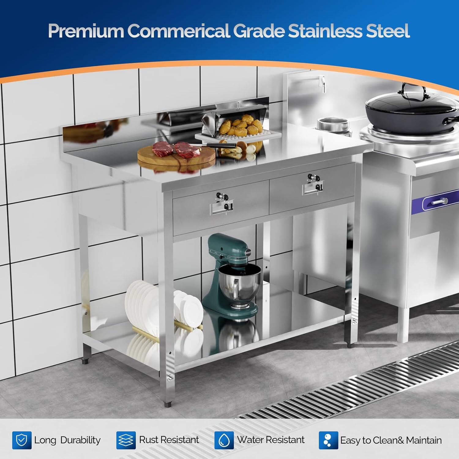 Premium Commercial Grade Stainless Steel

- Long Durability
- Rust Resistant
- Water Resistant
- Easy to Clean & Maintain