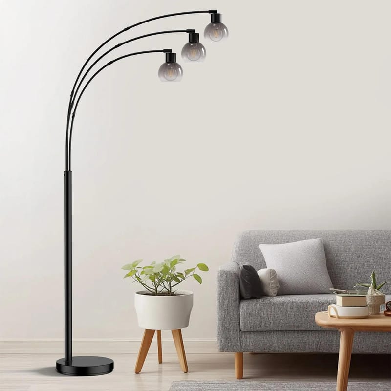partphoner - 72.8" 3-Light Arched Tree Floor Lamp - Black