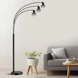 partphoner - 72.8" 3-Light Arched Tree Floor Lamp - Black
