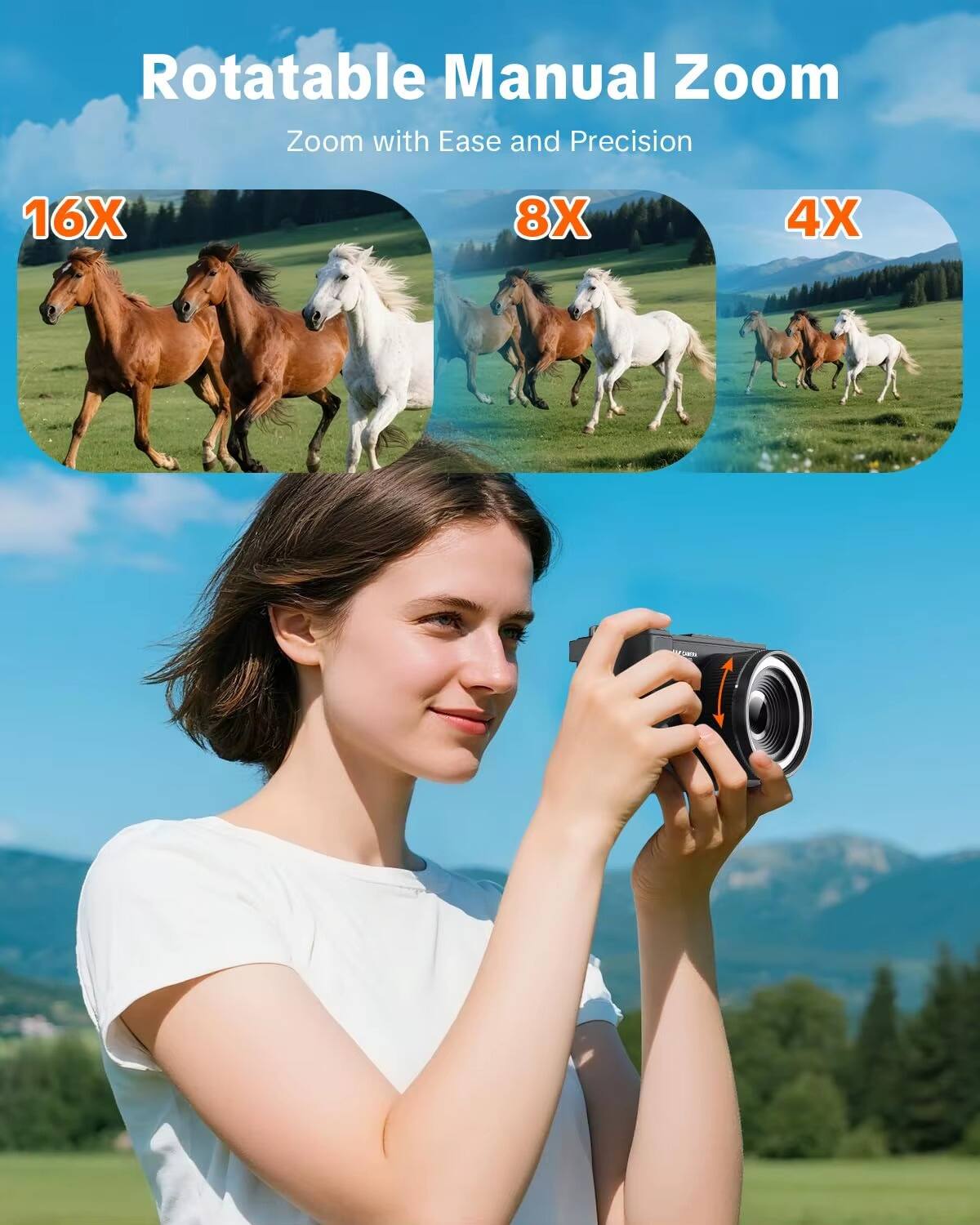 Rotatable Manual Zoom  
Zoom with Ease and Precision  
16X  
8X  
4X