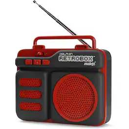 Dolphin Audio - Dolphin RETROBOX MINI Portable Bluetooth Speaker with FM Radio, USB, Micro SD and AUX Jack - Red