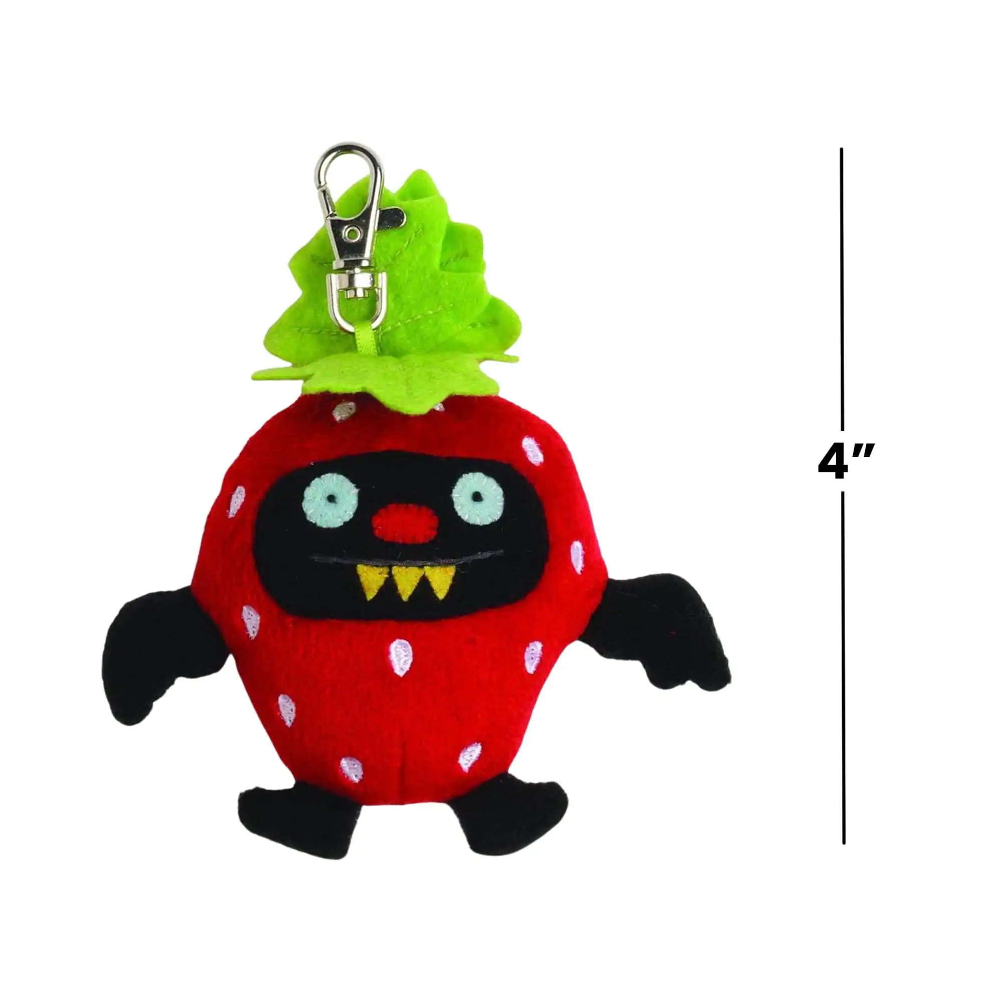 Alt View 2. Enesco - Ugly Dolls Fruities 4" Plush Clip-On: Ninja Batty Strawberry - Red.