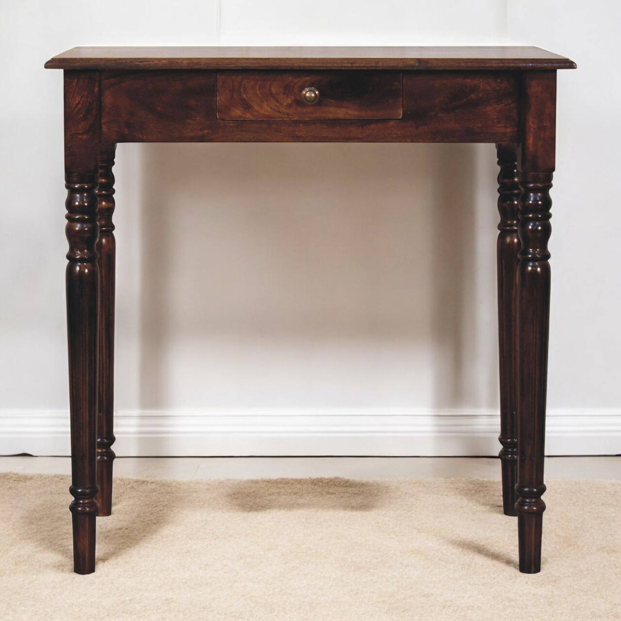 Angle. Artisan Furniture - Artisan Furniture Solid Wood California Walnut Writing Desk, 1 Drawer, Dark Brown - Dark Brown.
