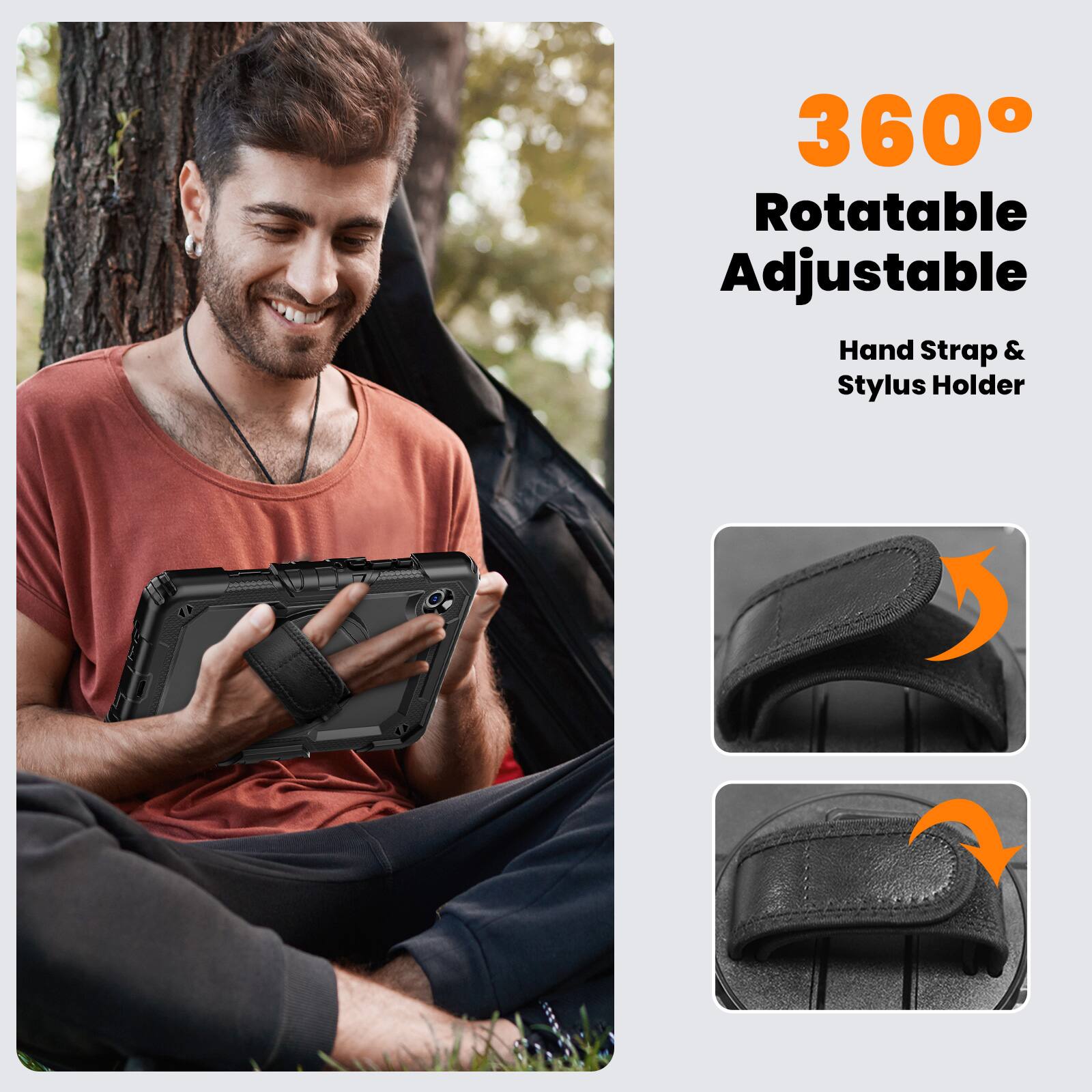 360° Rotatable Adjustable Hand Strap & Stylus Holder