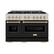 Angle. ZLINE - 48 in. Wide 8 Burner Autograph 6.7 cu. ft. Freestanding Classic Satin Steel Gas Range w/ Black Doors & Gold Accents - Black Matte.