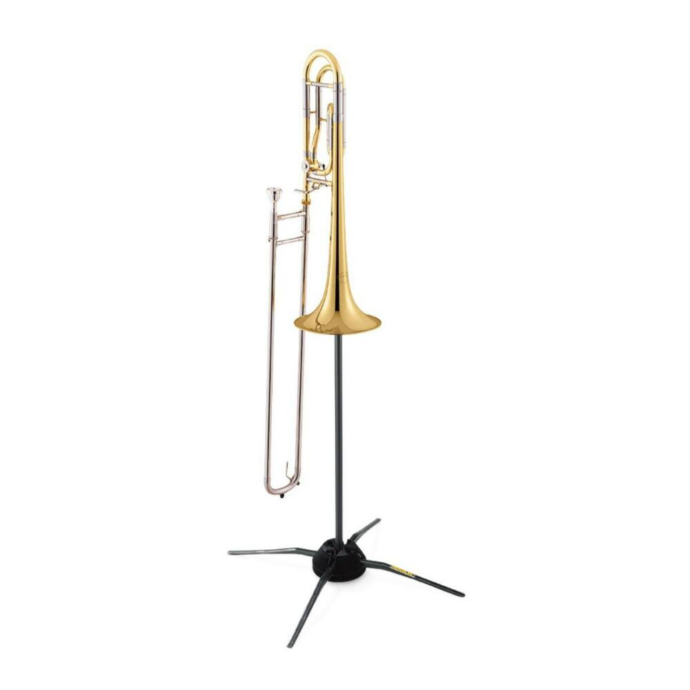 Left. Hercules - HERCULES DS420B TravLite Black Trombone Stand with Foldable Design.