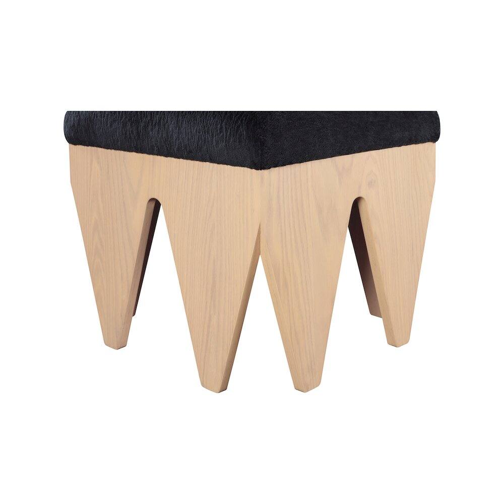 Alt View 4. Meridian Furniture - Altair Black Velour Fur Fabric Bench - Black.