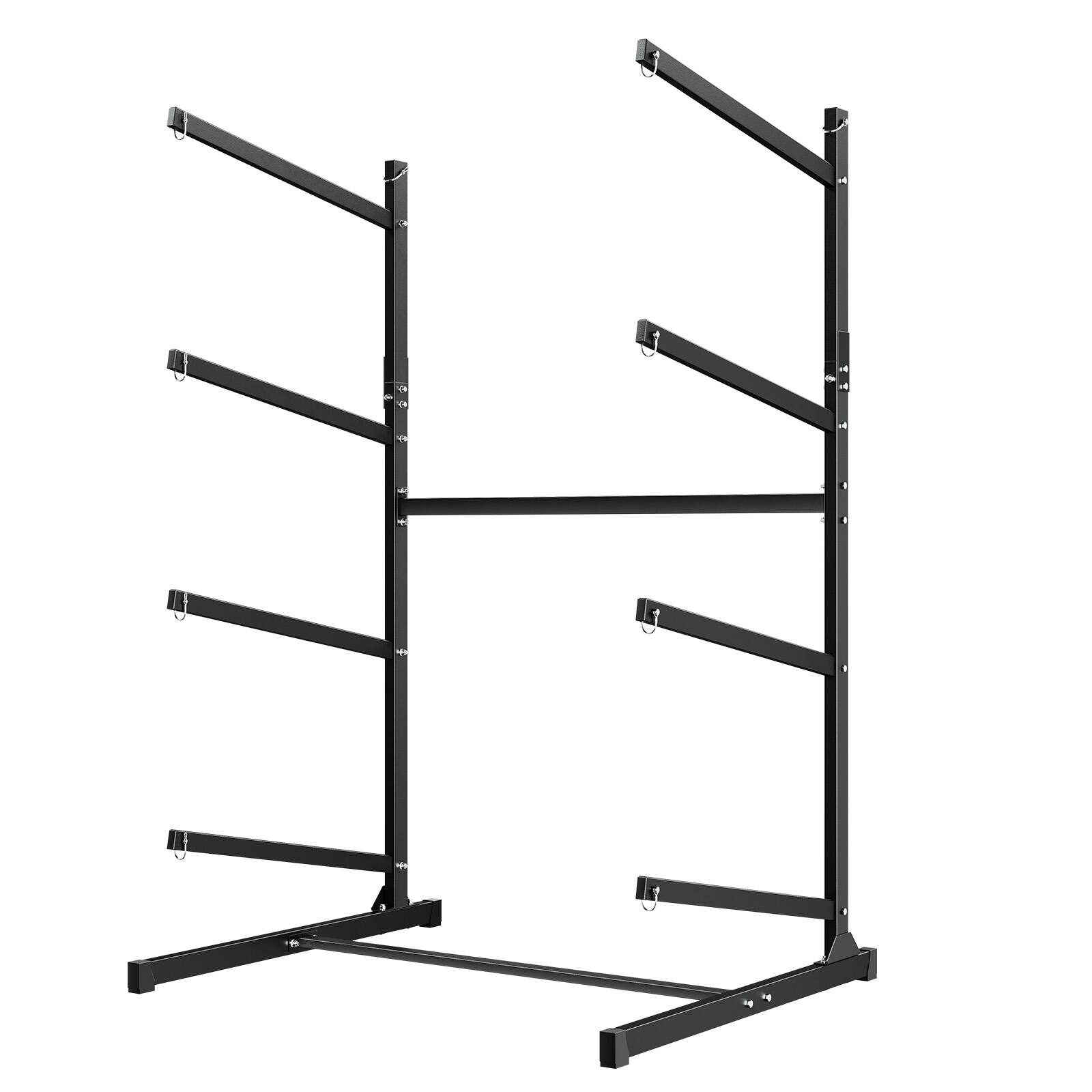 Alt View 5. VEVOR - Kayak Storage Rack for 4 Kayaks, Holds 220 lbs, Heavy Duty Freestanding Stand for Indoor Outdoor Garage Shed Dock - Black.