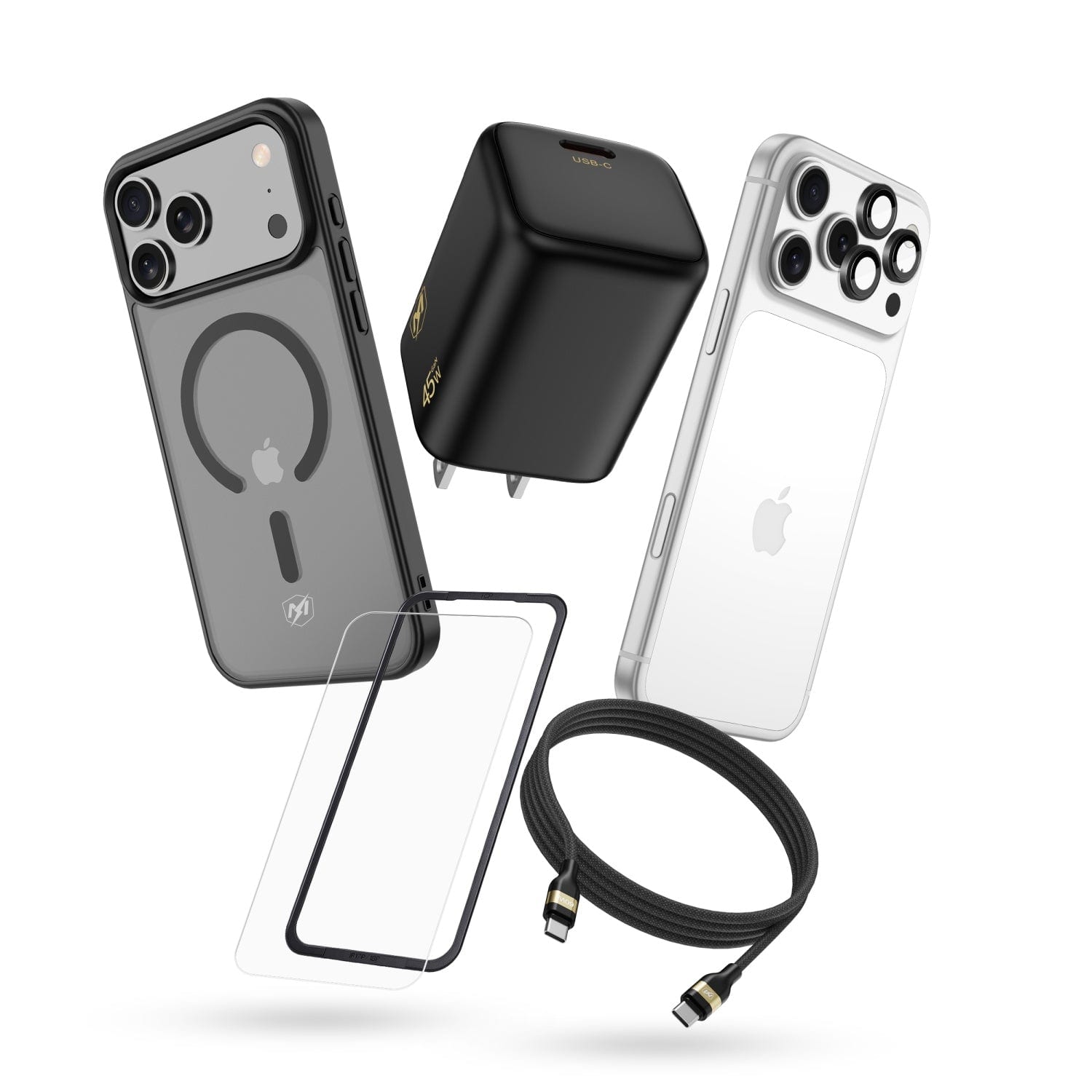 Mybat Pro - iPhone 18 Pro Max / 17 Pro Max Bundle # 2 - Smoke Case / Charger + Cable - Black