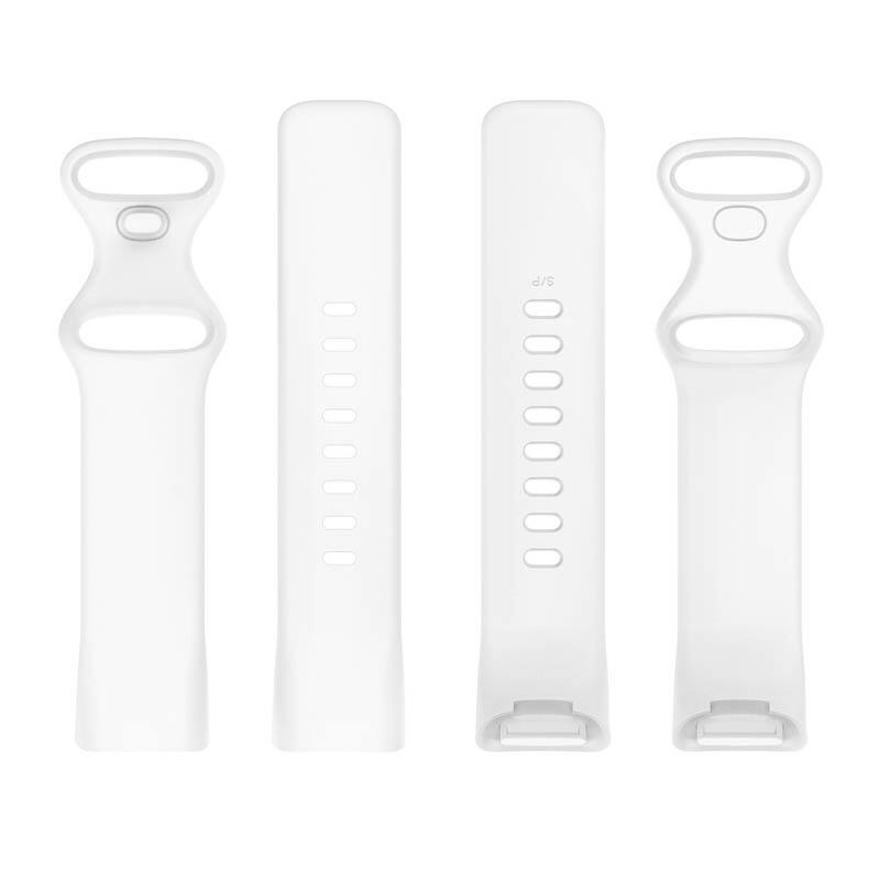 Left. StrapsCo - Active Band Silicone Rubber Watch Strap For Fitbit Charge 6 (Short-Medium) - Bright White.