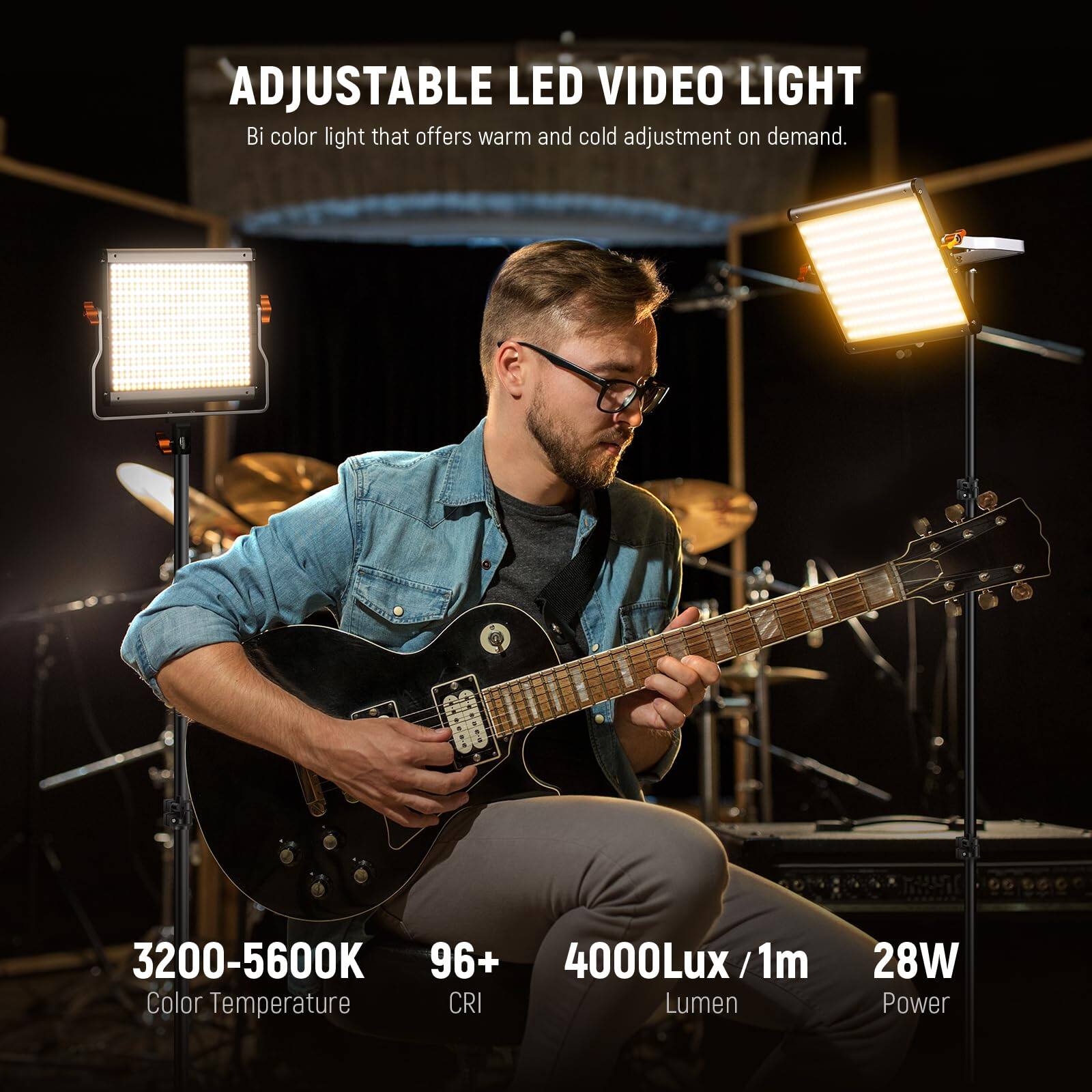 Neewer 2 Pack Dimmable Bi Color LED Video Light Kit 480 Panel with
