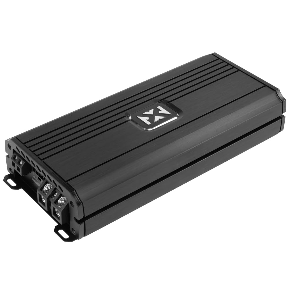 Back. NVX - NDA11005 5-Channel Amplifier 2200W Peak (1100W RMS) N-Series Class-D  with Remote Bass Knob.