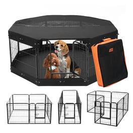 VEVOR - Dog Playpen, 8 Pcs 24 x 24 in Panels Foldable Metal Pet Exercise Pen, Dog Fence Indoor and Outdoor Pen with Door