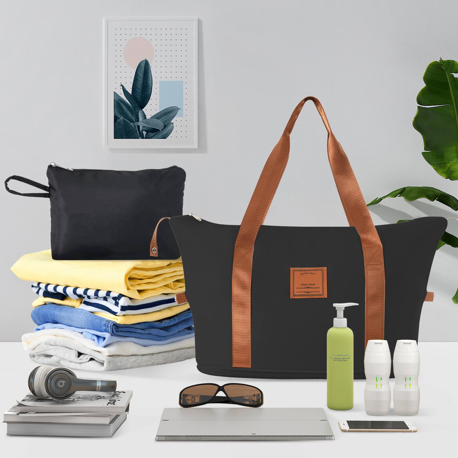 Alt View 7. Chateau Abodes - Luggage Sets 3 Piece 20” Carry on Luggage Hardside Lightweight Travel Suitcase, Airline Approved, TSA Lock - Black Brown.