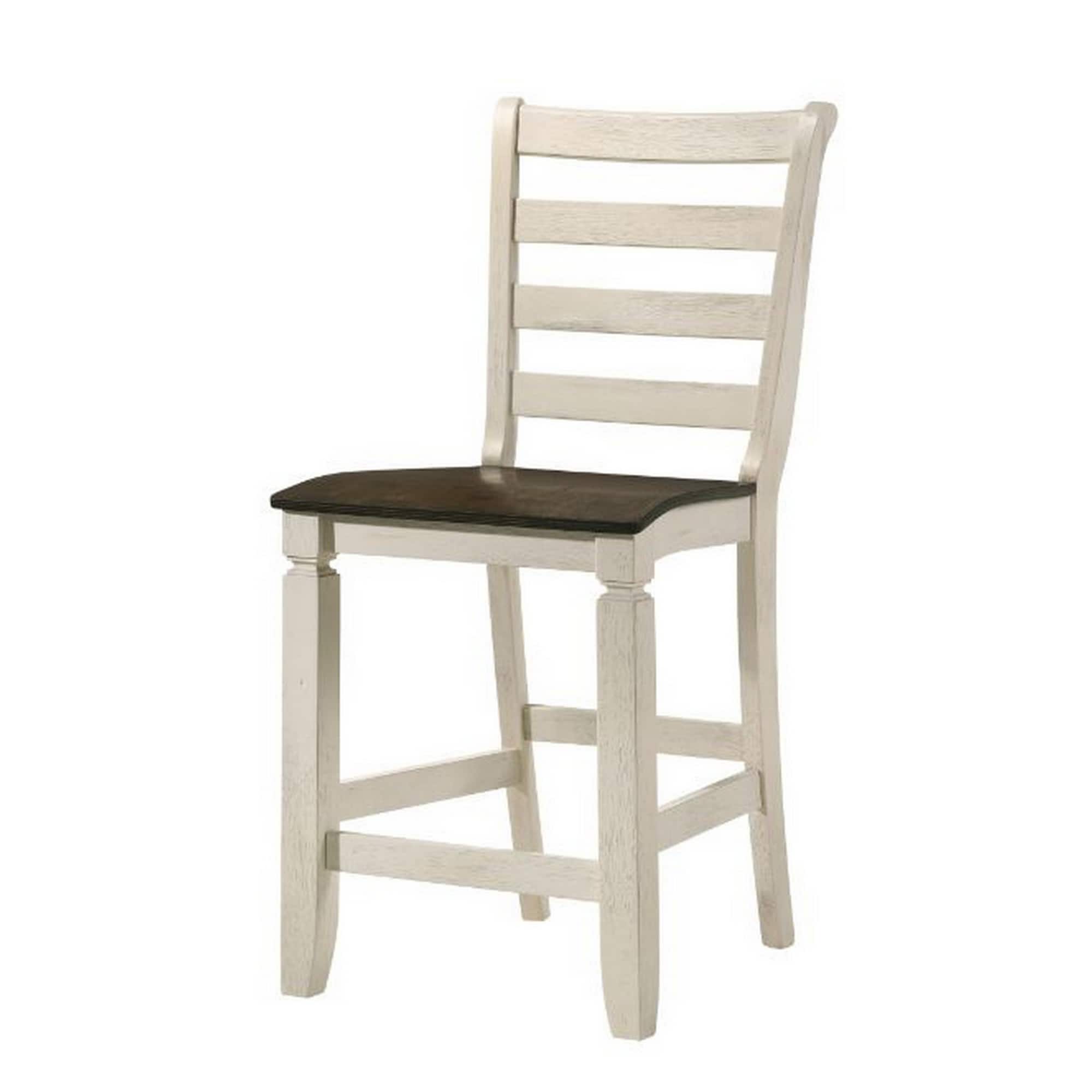 Manhattan Lane - 24 Inch Counter Height Stool, Smooth Tan Cushion, Antique Wood Frame - Tan, Antique White