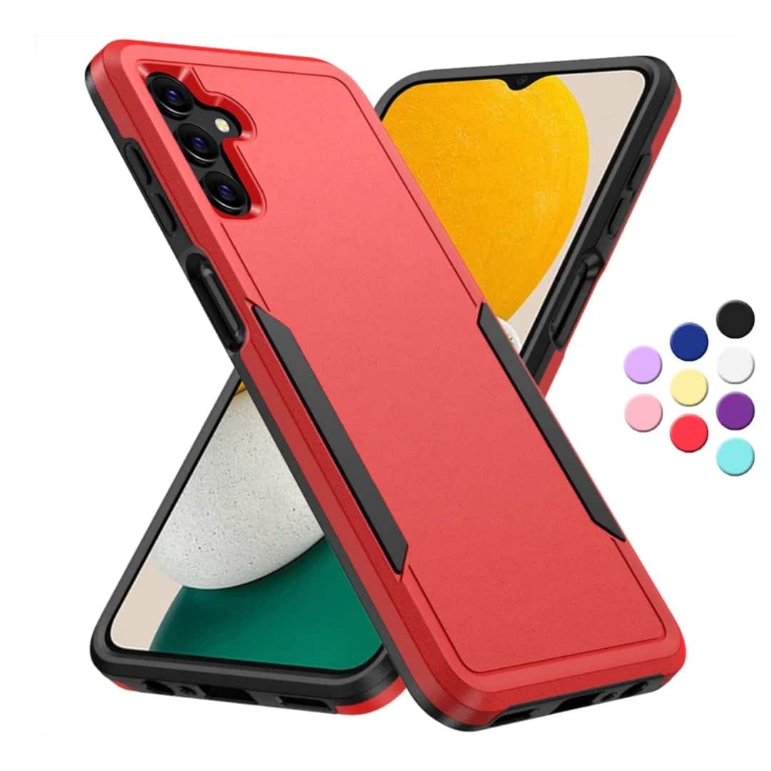 Entronix - Galaxy A03s Case - Soft-Touch Dual-Layer Protective Cover - Red