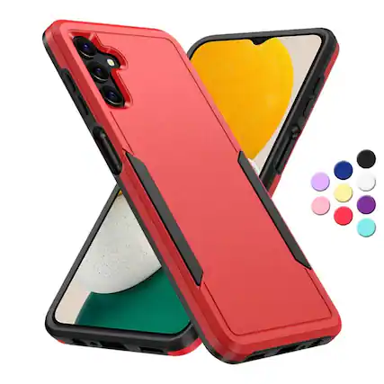 Front. Entronix - Entronix Galaxy A03s Case - Soft-Touch Dual-Layer Protective Cover - Red.