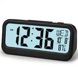 Dazzed Corner - Digital Alarm Clock with Calendar, Indoor Temperature - Black
