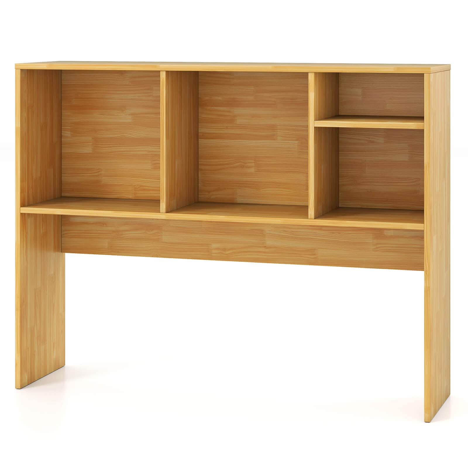 Costway - Computer Desktop Bookcase Countertop Storage Bookshelf Organizer with 4 Cubbies - Beige