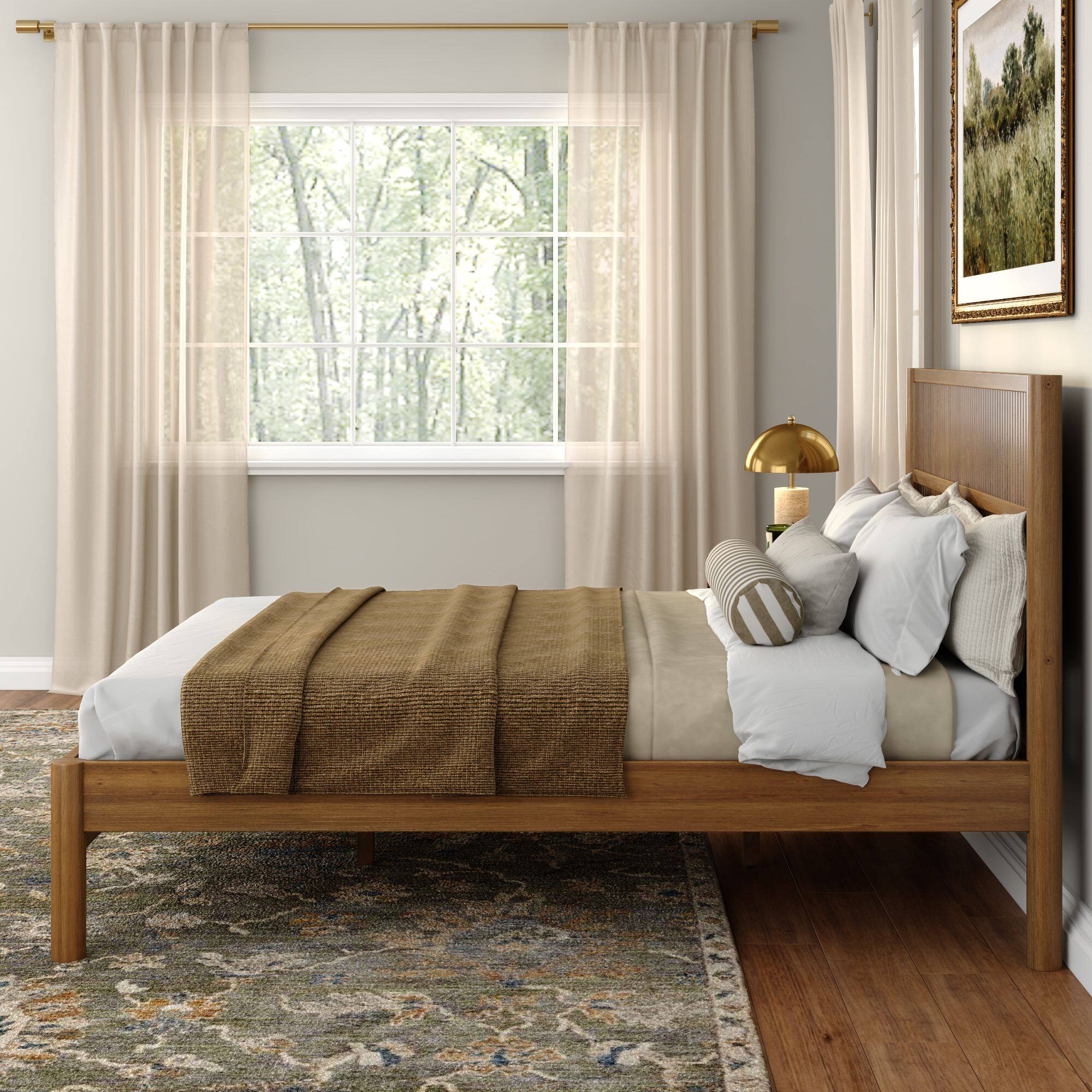 Alt View 8. Plank+Beam - Sera Fluted Queen Bed, Pecan - Pecan.