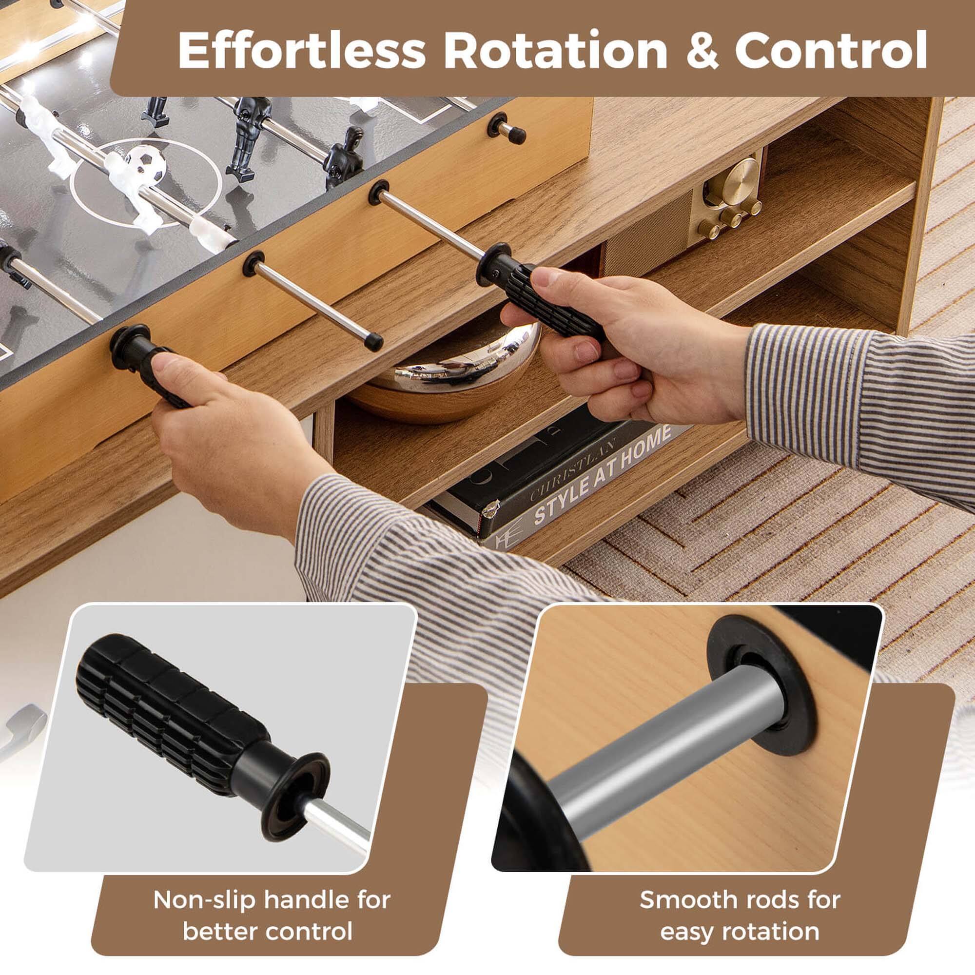 Effortless Rotation & Control: Non-slip handle for better control and smooth rods for easy rotation.