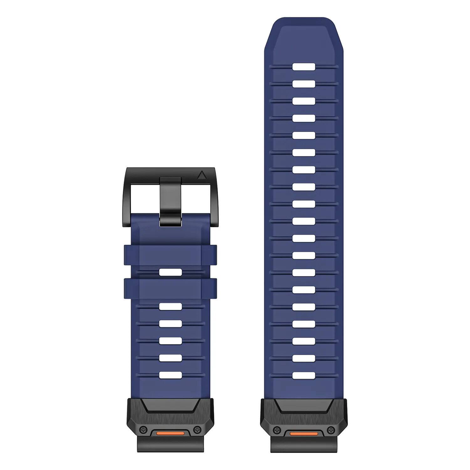 Left. StrapsCo - Elite FKM Strap QuickFit 22 Watch Band For Garmin Quatix 8 – 47mm - Midnight.