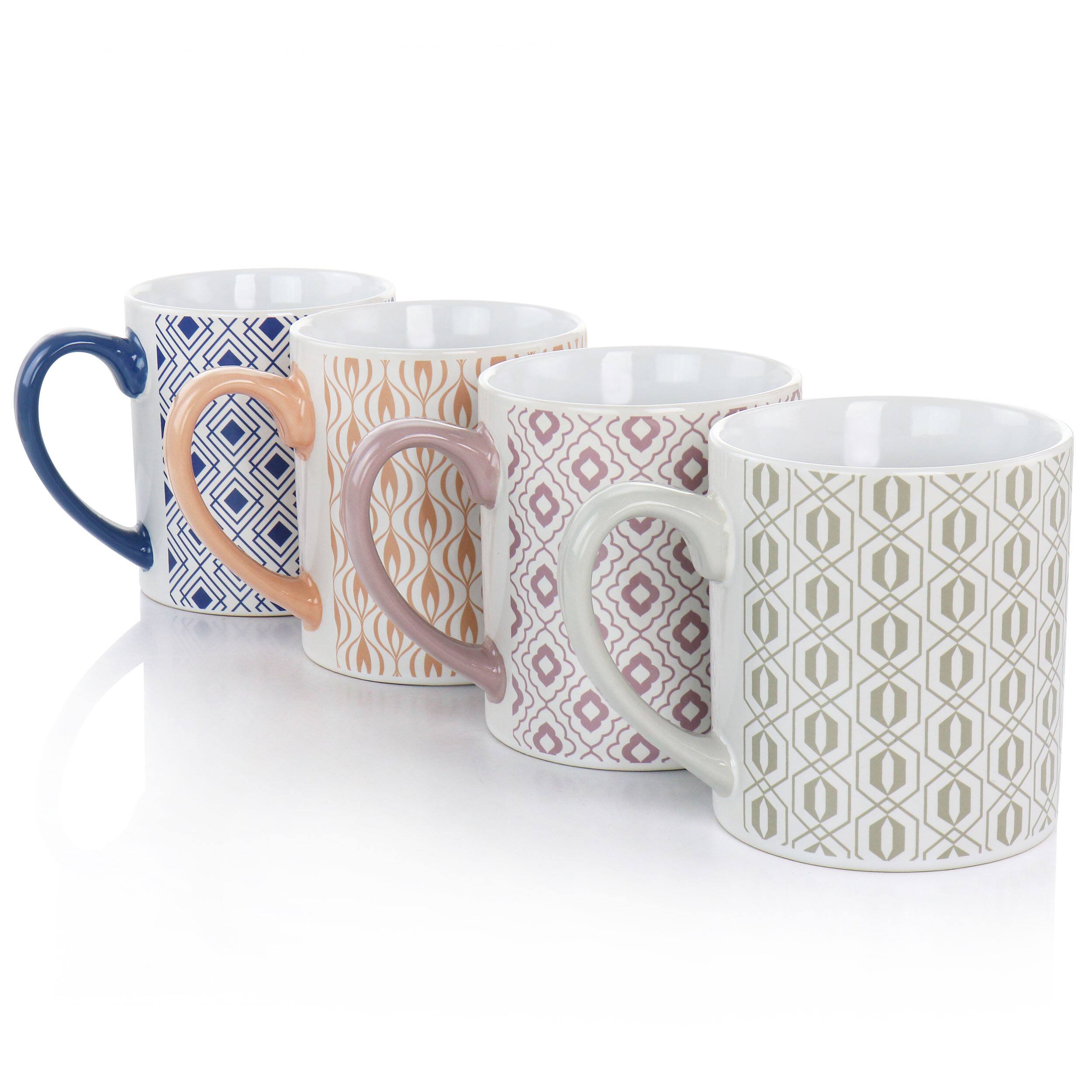 Alt View 1. Mr. Coffee - Mr. Coffee Bliss 4 Piece 20oz Can Shaped Stoneware Mug Set in Assorted Colors and Patterns - Assorted.