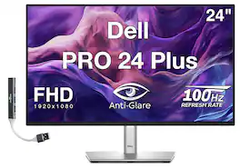 Dell - PRO 24 Plus 24" FHD IPS Monitor, 5ms Response Time, Anti-Glare, Flicker Free, Displayport, HDMI & DKZ Hub - Black/Silver
