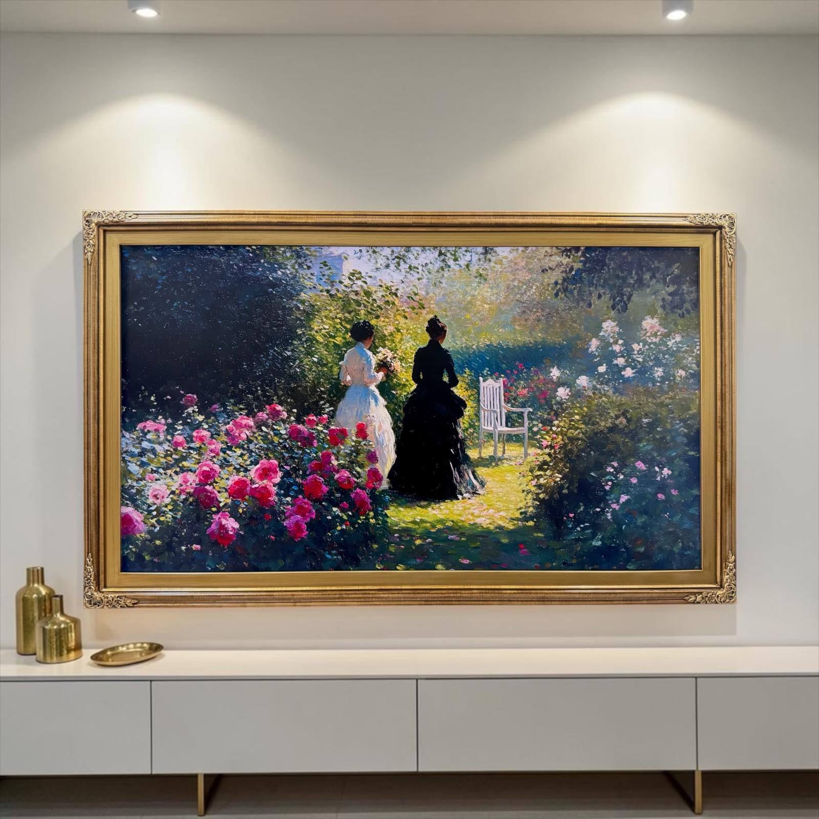 Alt View 9. LAREDO FRAME FACTORY - 65 inch Handmade Tv frame for Samsung The Frame tv and Frame Pro Model - BRUSHED GOLD.