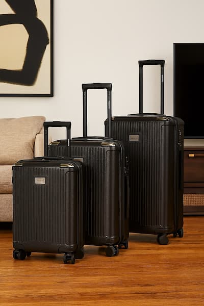 Roberto Cavalli 3 Piece Luggage Set with Expandable Hard Shell & 8 Roberto Cavalli 3 Piece Luggage Set with Expandable Hard Shell & 8