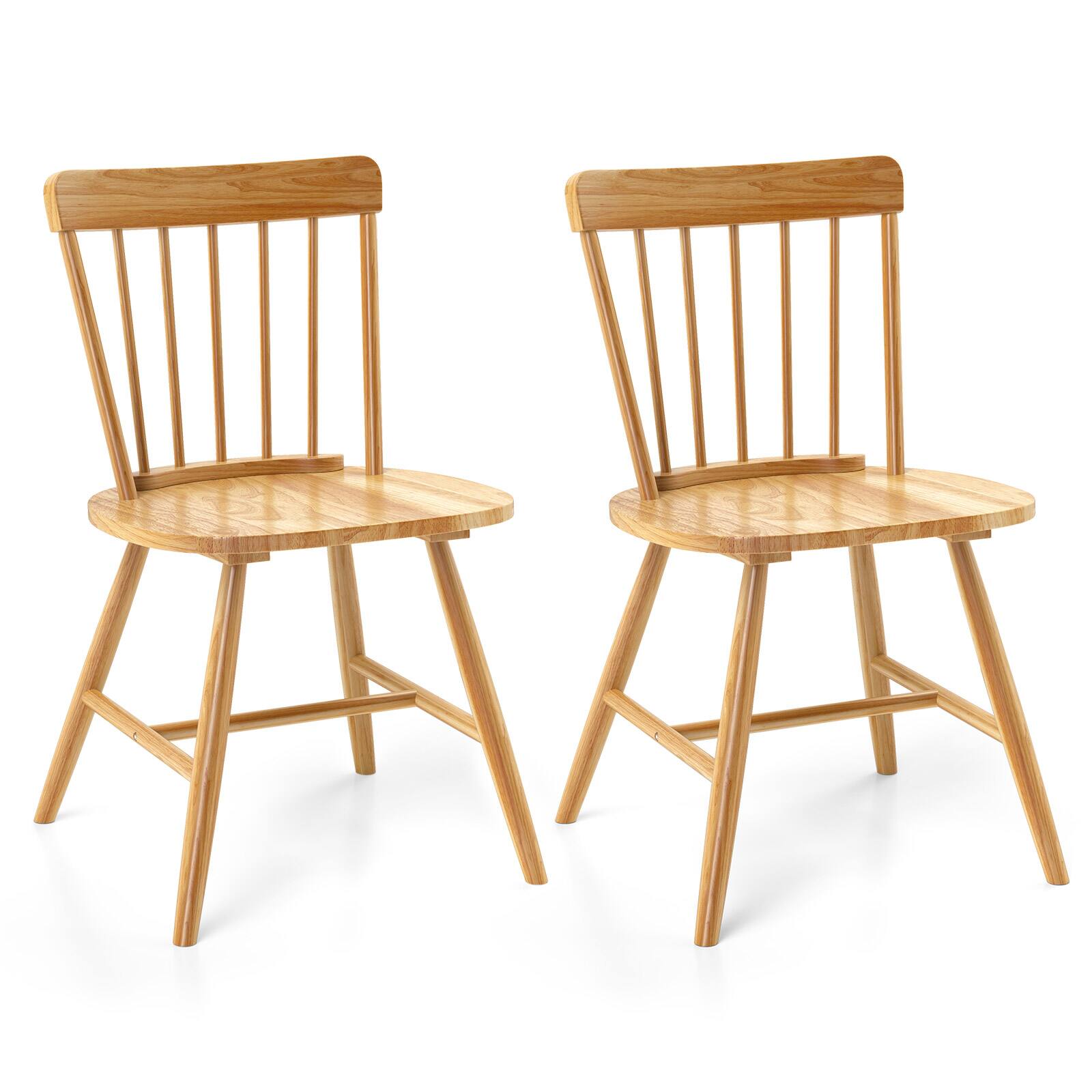 Alt View 9. Gymax - Gymax Dining Chairs Set of 4 Farmhouse Kitchen Chair w/ Rubber Wood Frame Wide Seat Natural - Natural.