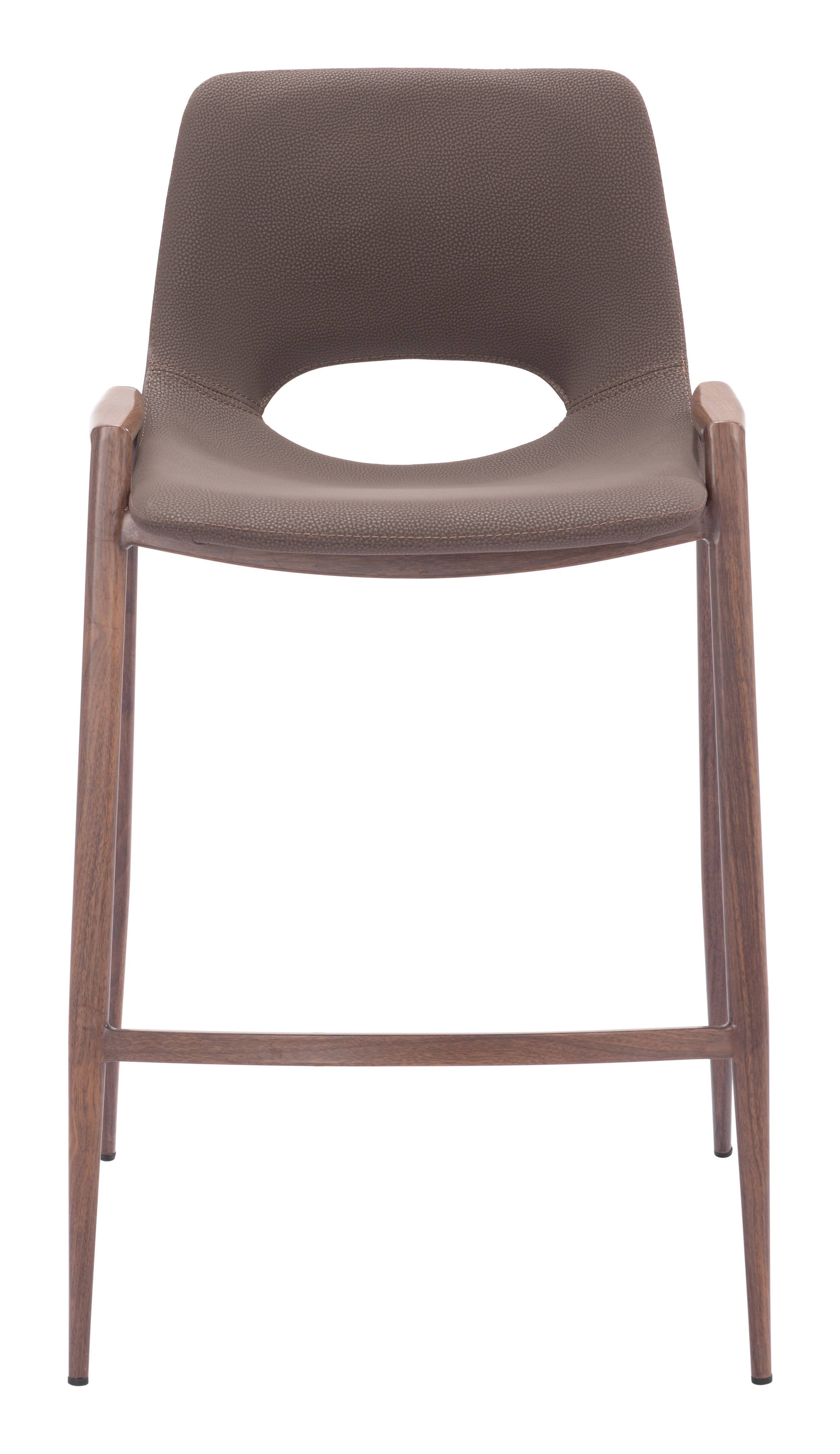 Alt View 1. Hivvago - Desi Counter Stool (Set of 2) Brown & Walnut - Brown & Walnut.
