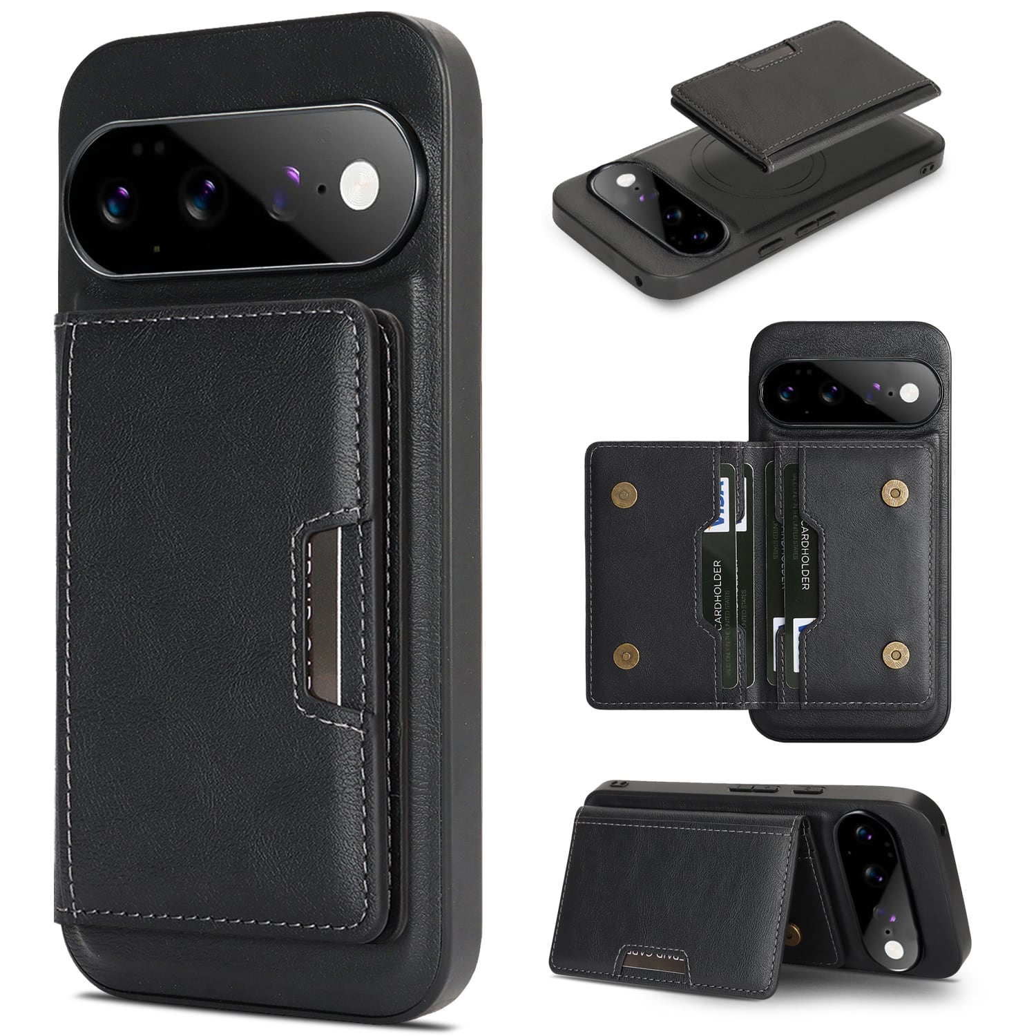 Dteck - Wallet Case for Google Pixel 11, Compatible with MagSafe Accessory Detachable Magnetic Card PU Leather Cover - Black price history on PriceWatchPro