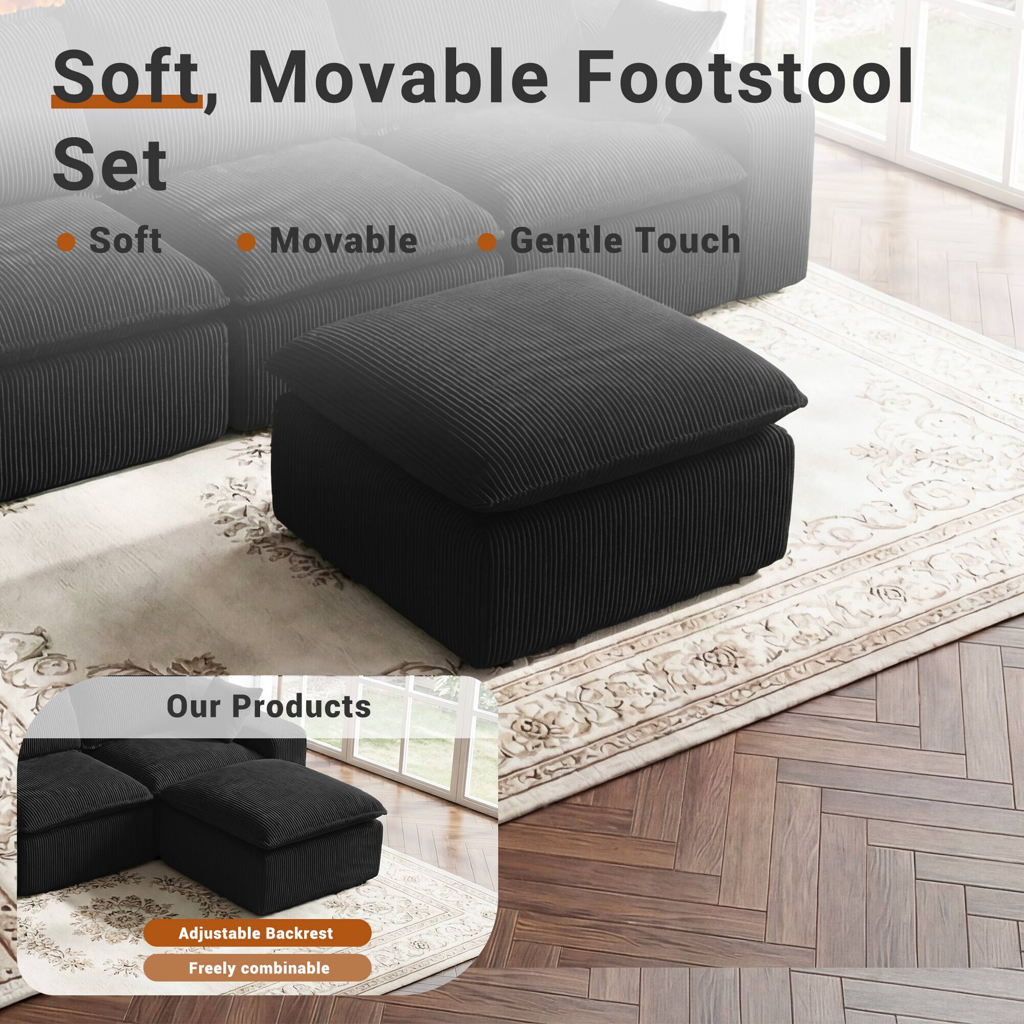 Soft, Movable Footstool Set  
- Soft  
- Movable  
- Gentle Touch  

Our Products  
- Adjustable Backrest  
- Freely combinable