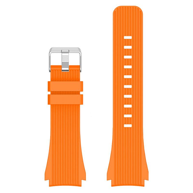 Left. StrapsCo - Active Band Silicone Rubber Watch Strap For Samsung Gear S3 - Bright Orange.