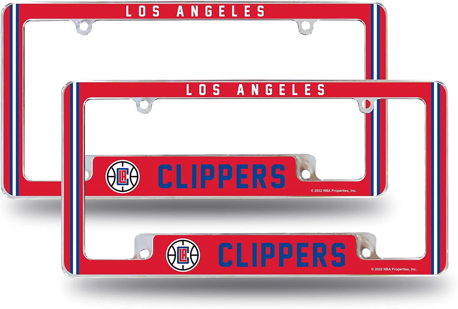 Los Angeles Clippers LA Basketball (Set of 2) Chrome Metal License Plate Frames