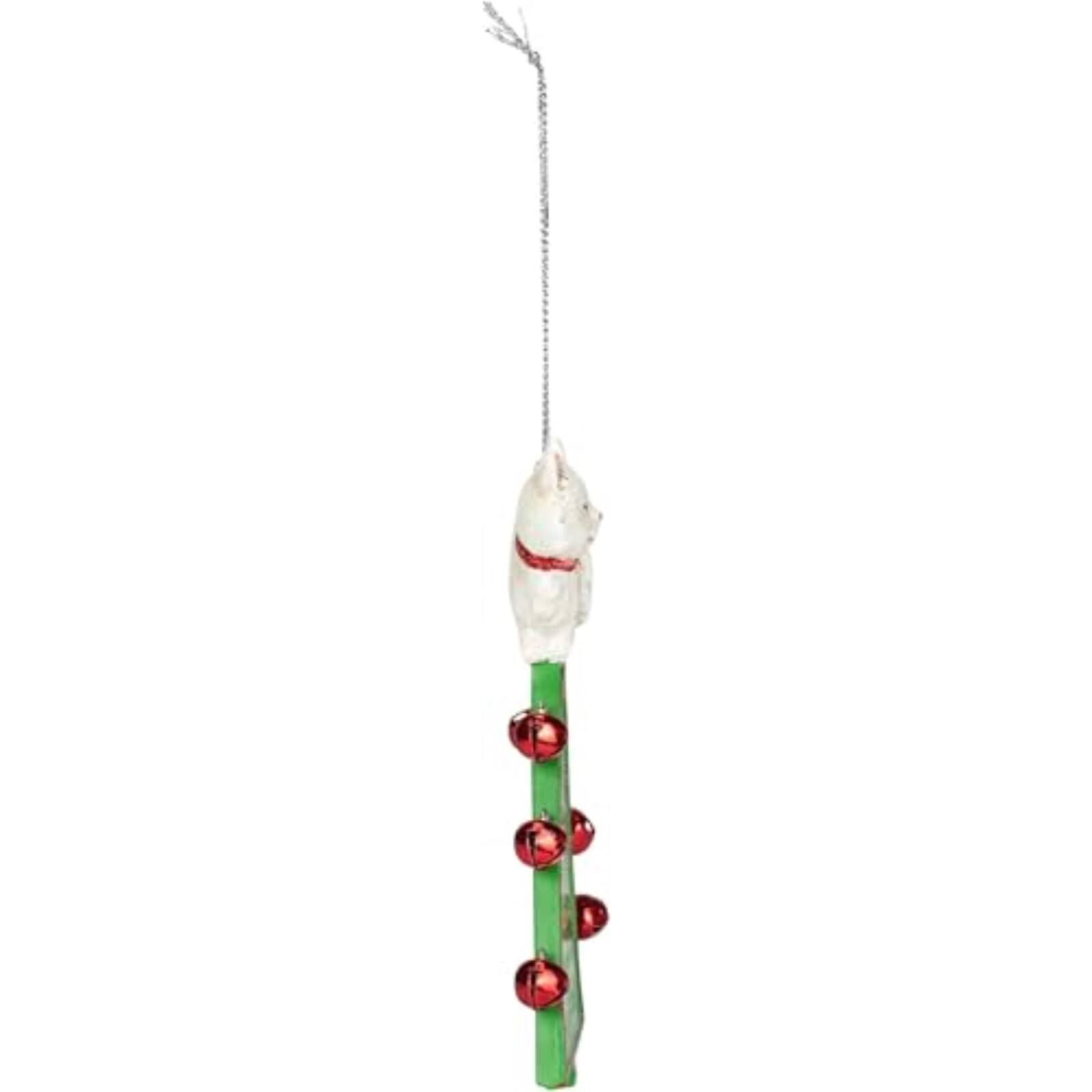 Back. Ganz - Oh Christmas Tree Cat Resin Christmas Ornament 4.9 inch - Green.