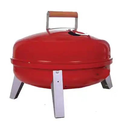 Front. Americana Grills - Americana Lock N Go Portable Charcoal Grill with Locking Hood and Bowl, Red - Red.